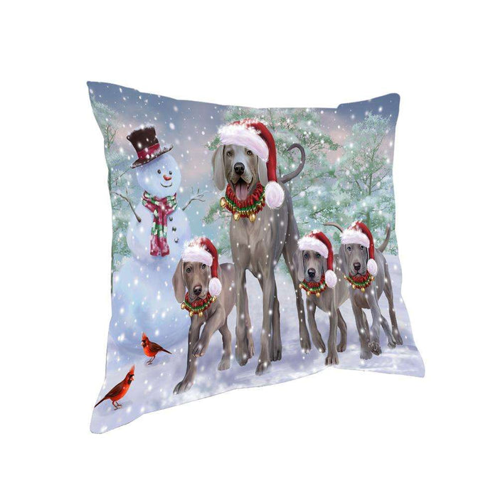 Christmas Running Family Dogs Weimaraners Dog Pillow PIL73536