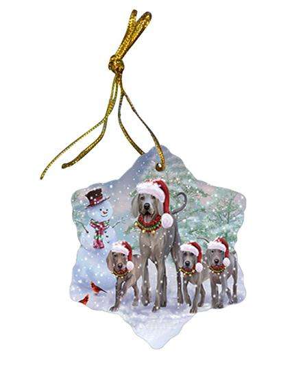 Christmas Running Family Dogs Weimaraners Dog Star Porcelain Ornament SPOR54219