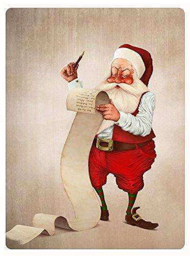 Christmas Santa Checking His List Tempered Cutting Board
