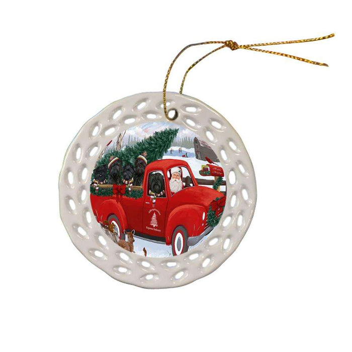 Christmas Santa Express Delivery Affenpinschers Dog Family Ceramic Doily Ornament DPOR55122
