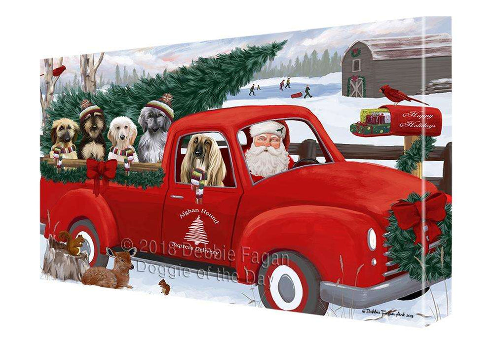 Christmas Santa Express Delivery Afghan Hounds Dog Family Canvas Print Wall Art Décor CVS112832