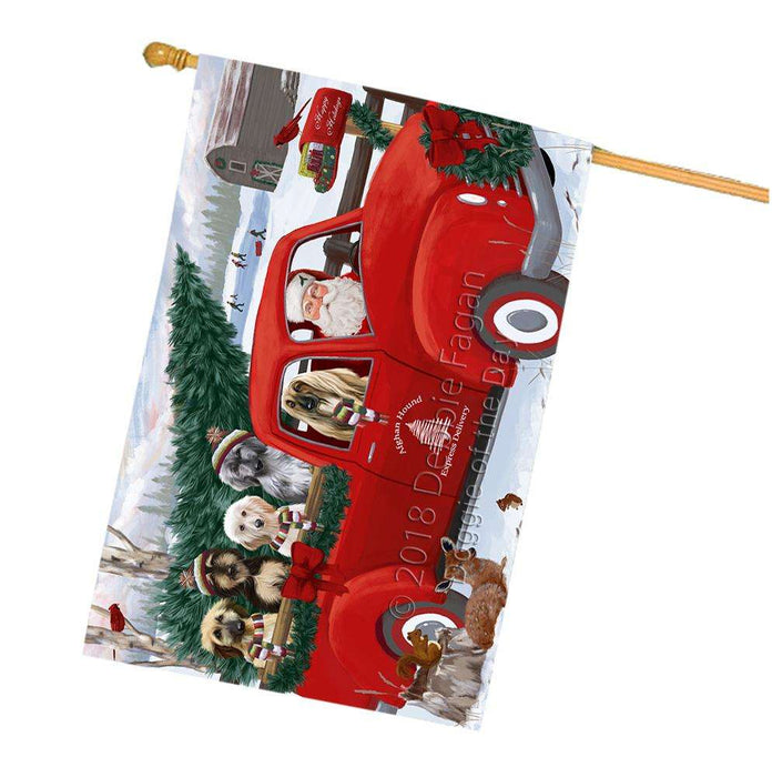 Christmas Santa Express Delivery Afghan Hounds Dog Family House Flag FLG55196