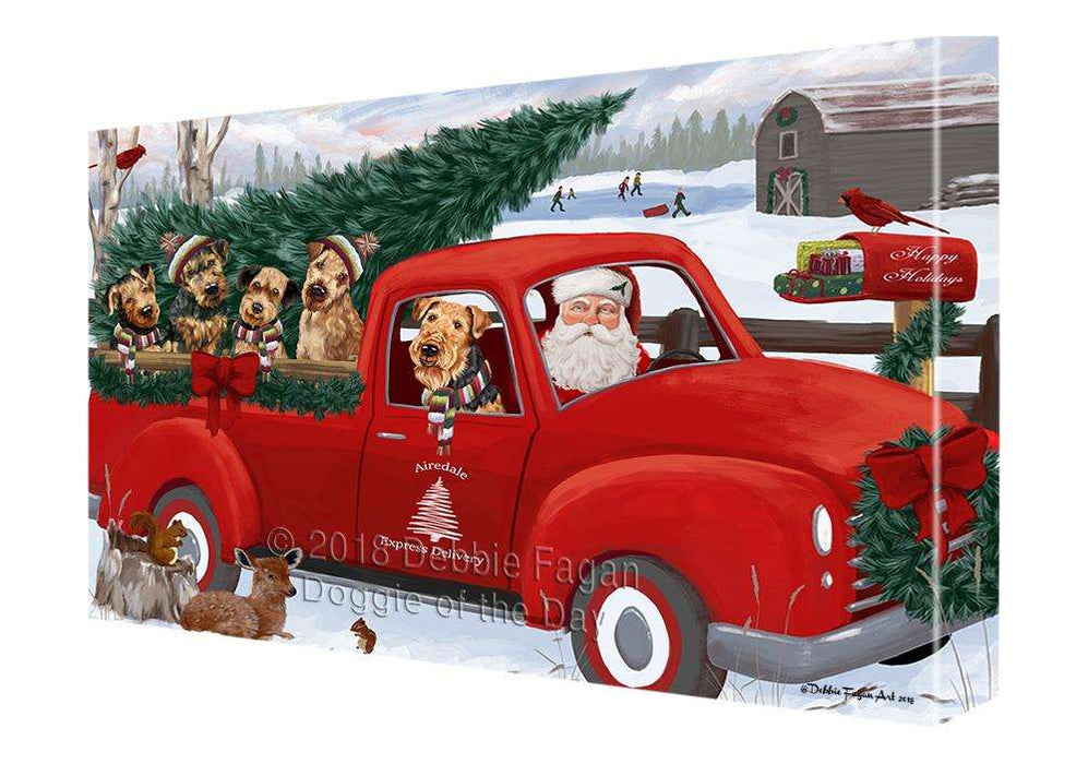 Christmas Santa Express Delivery Airedale Terriers Dog Family Canvas Print Wall Art Décor CVS112841
