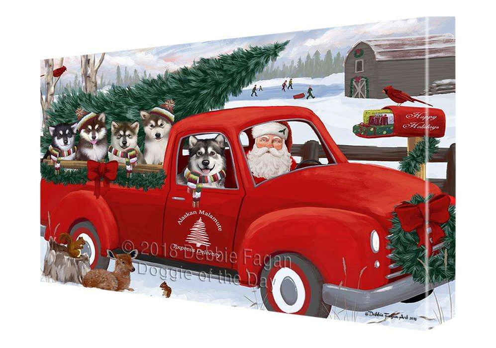 Christmas Santa Express Delivery Alaskan Malamutes Dog Family Canvas Print Wall Art Décor CVS112859