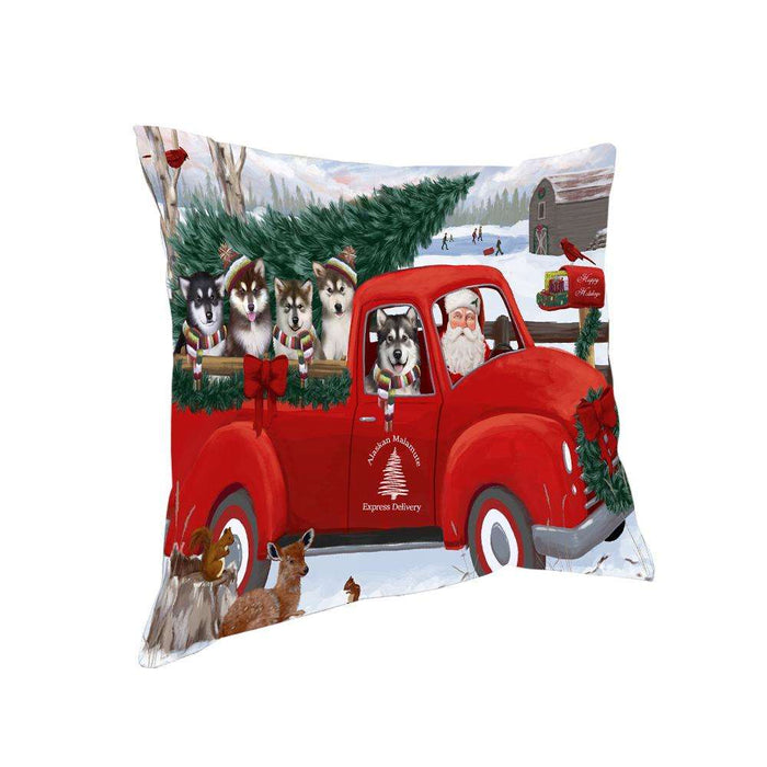 Christmas Santa Express Delivery Alaskan Malamutes Dog Family Pillow PIL76352
