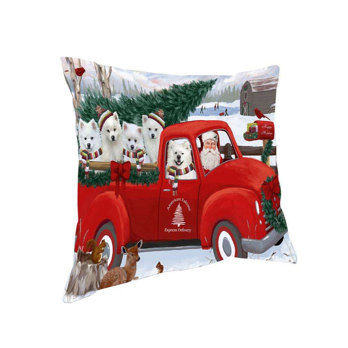 Christmas Santa Express Delivery American Eskimos Dog Family Pillow PIL76356