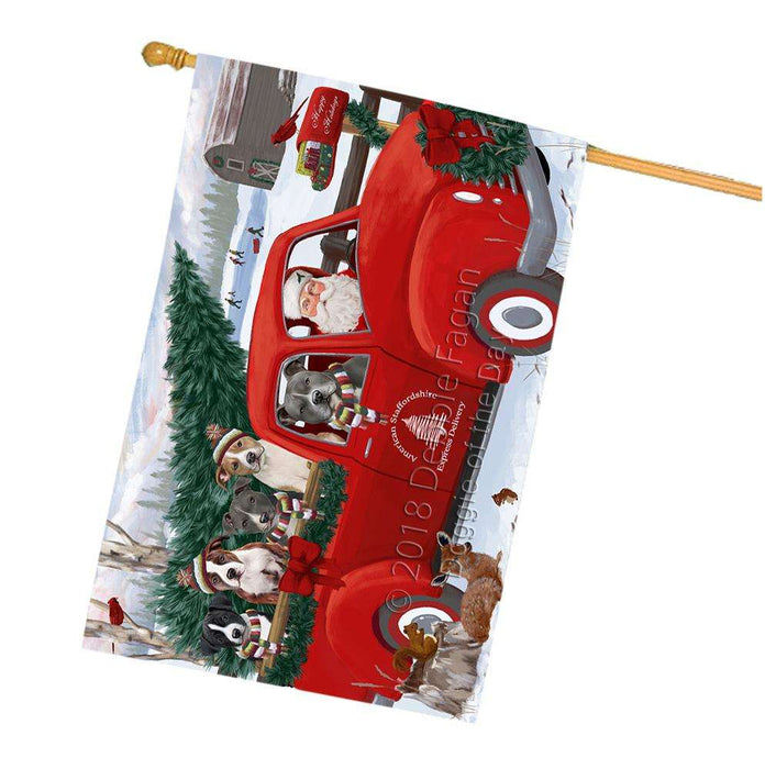 Christmas Santa Express Delivery American Staffordshire Terriers Dog Family House Flag FLG55201