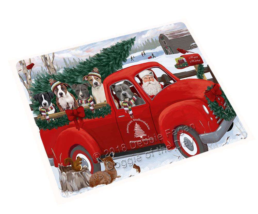 Christmas Santa Express Delivery American Staffordshire Terriers Dog Family Large Refrigerator / Dishwasher Magnet RMAG90900