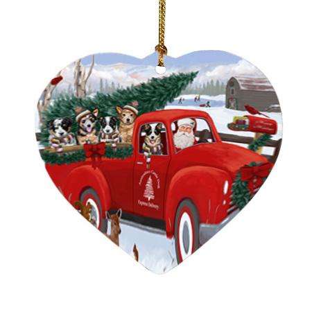 Christmas Santa Express Delivery Australian Cattle Dogs Family Heart Christmas Ornament HPOR55130