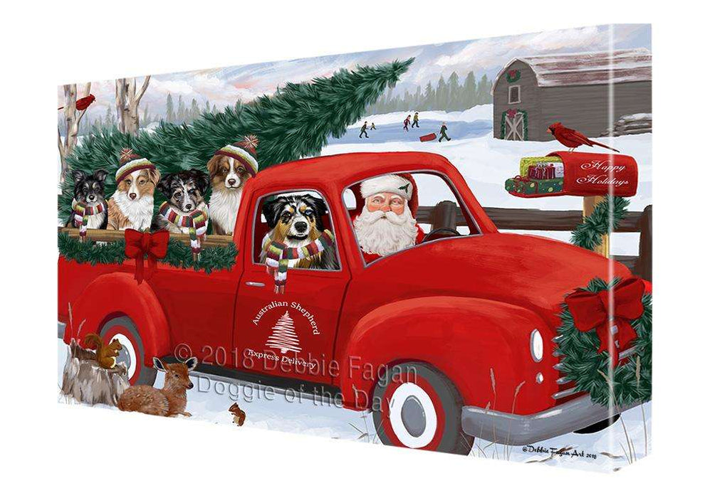Christmas Santa Express Delivery Australian Shepherds Dog Family Canvas Print Wall Art Décor CVS112913