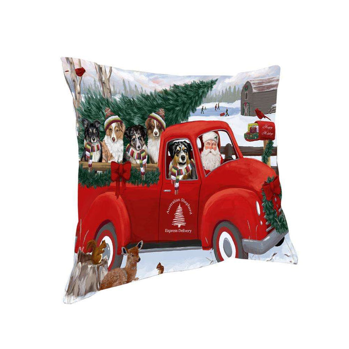 Christmas Santa Express Delivery Australian Shepherds Dog Family Pillow PIL76376