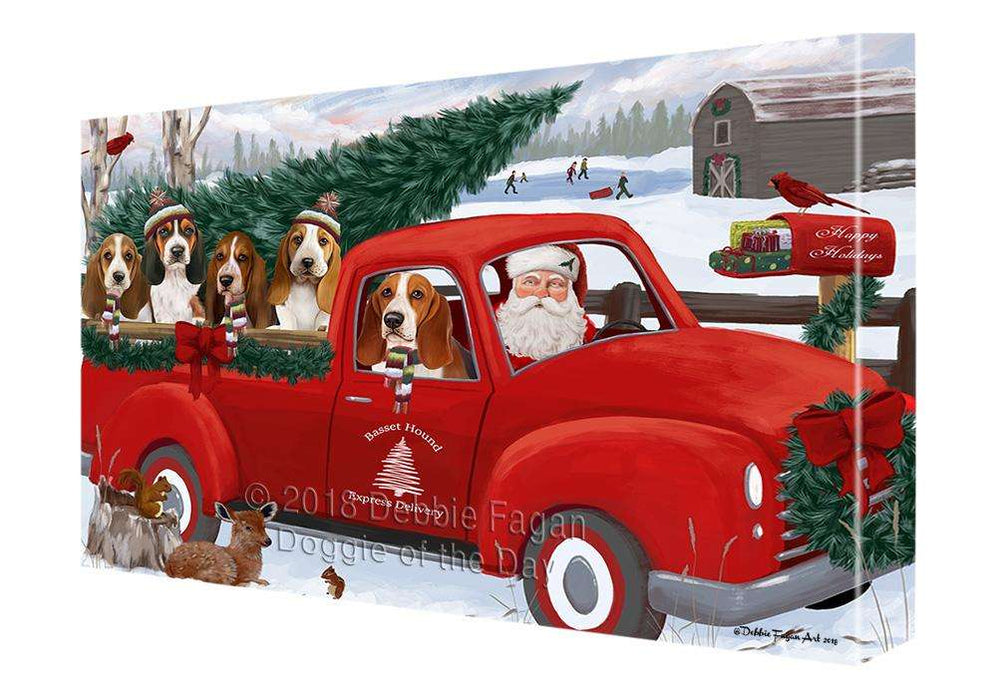 Christmas Santa Express Delivery Basset Hounds Dog Family Canvas Print Wall Art Décor CVS112931