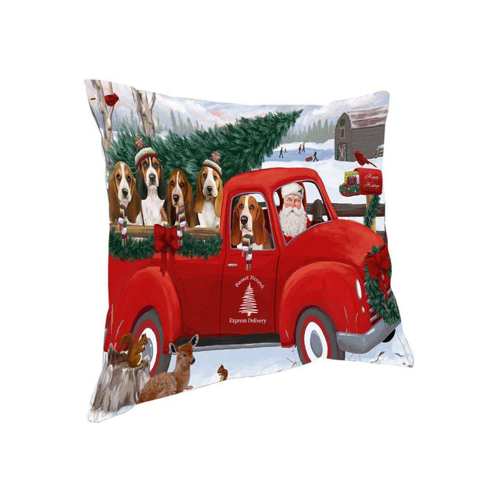Christmas Santa Express Delivery Basset Hounds Dog Family Pillow PIL76384