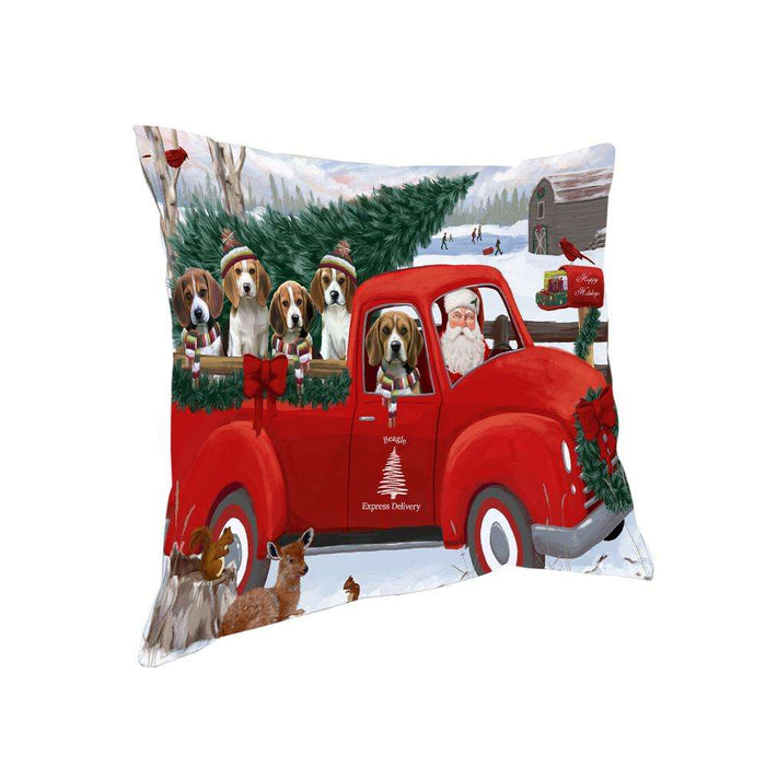 Christmas Santa Express Delivery Beagles Dog Family Pillow PIL76388