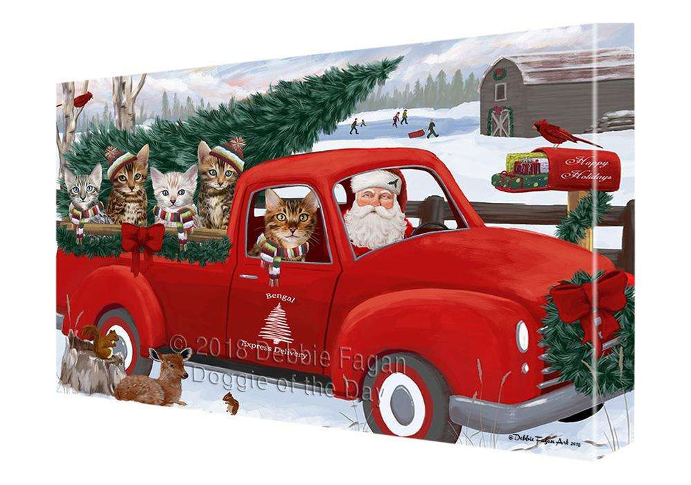 Christmas Santa Express Delivery Bengal Cats Family Canvas Print Wall Art Décor CVS112958