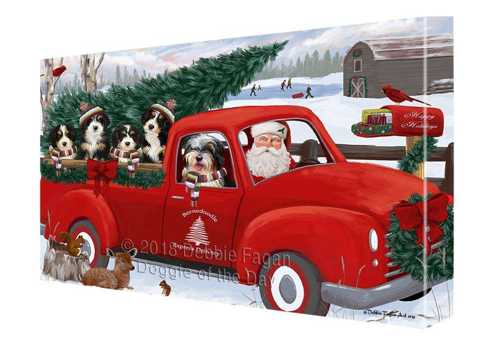 Christmas Santa Express Delivery Bernedoodles Dog Family Canvas Print Wall Art Décor CVS112967