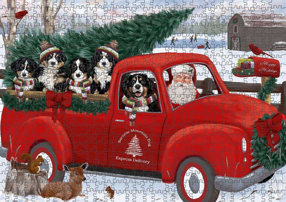 Christmas Santa Express Delivery Bernese Mountain Dogs Family Puzzle with Photo Tin PUZL87212