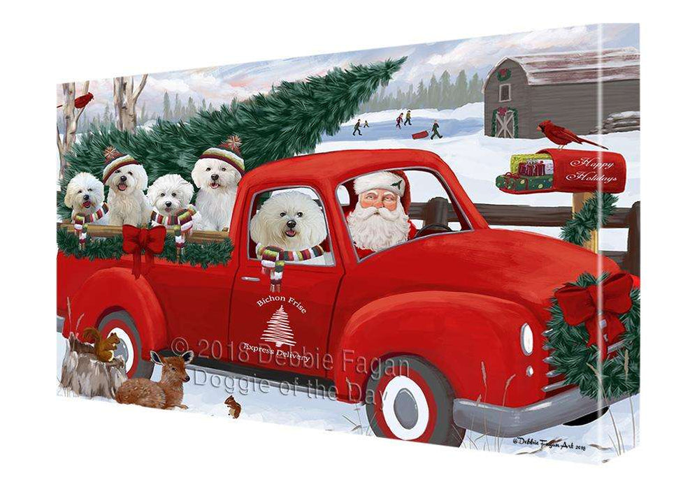 Christmas Santa Express Delivery Bichon Frises Dog Family Canvas Print Wall Art Décor CVS112985