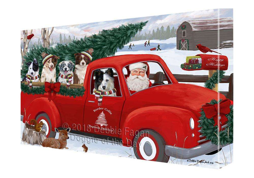 Christmas Santa Express Delivery Border Collies Dog Family Canvas Print Wall Art Décor CVS113030