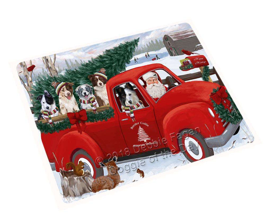 Christmas Santa Express Delivery Border Collies Dog Family Large Refrigerator / Dishwasher Magnet RMAG91002