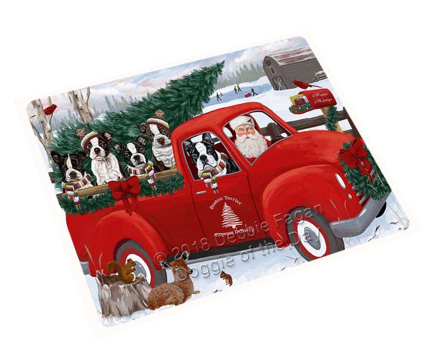 Christmas Santa Express Delivery Boston Terriers Dog Family Cutting Board C69507