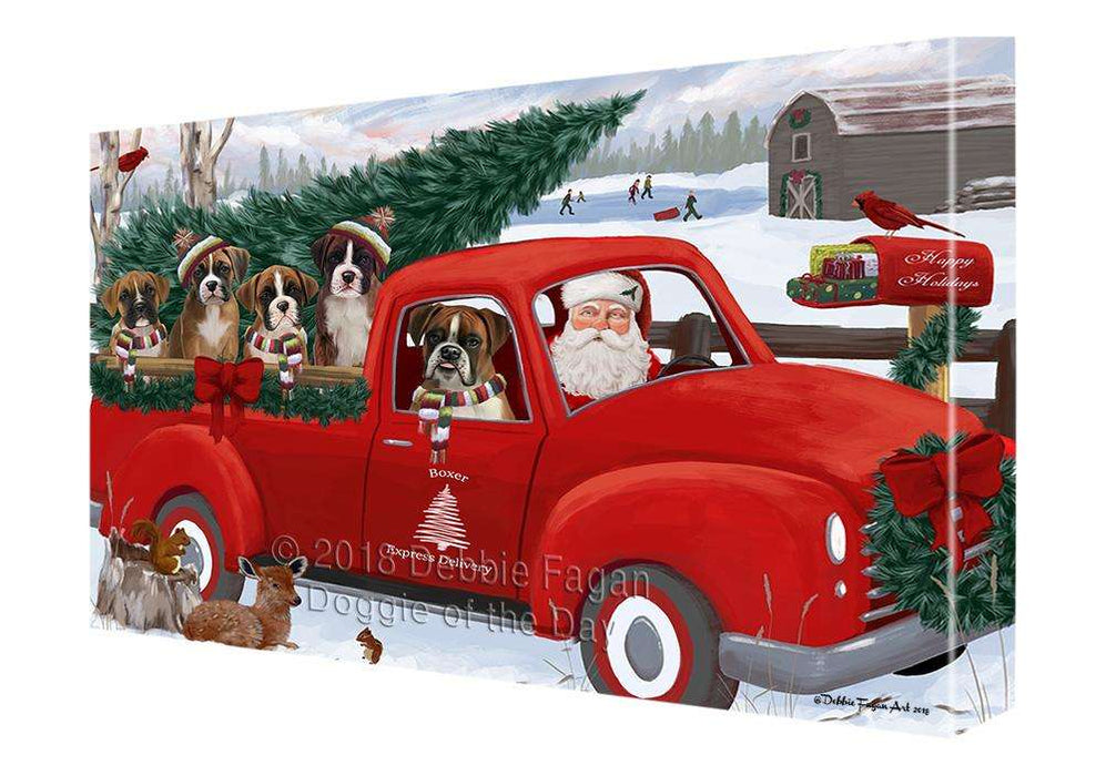 Christmas Santa Express Delivery Boxers Dog Family Canvas Print Wall Art Décor CVS113048