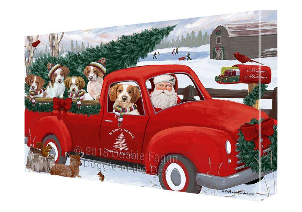 Christmas Santa Express Delivery Brittany Spaniels Dog Family Canvas Print Wall Art Décor CVS113057
