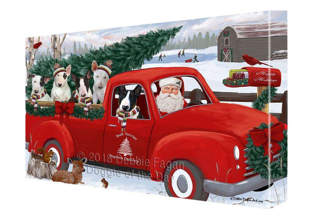 Christmas Santa Express Delivery Bull Terriers Dog Family Canvas Print Wall Art Décor CVS113066