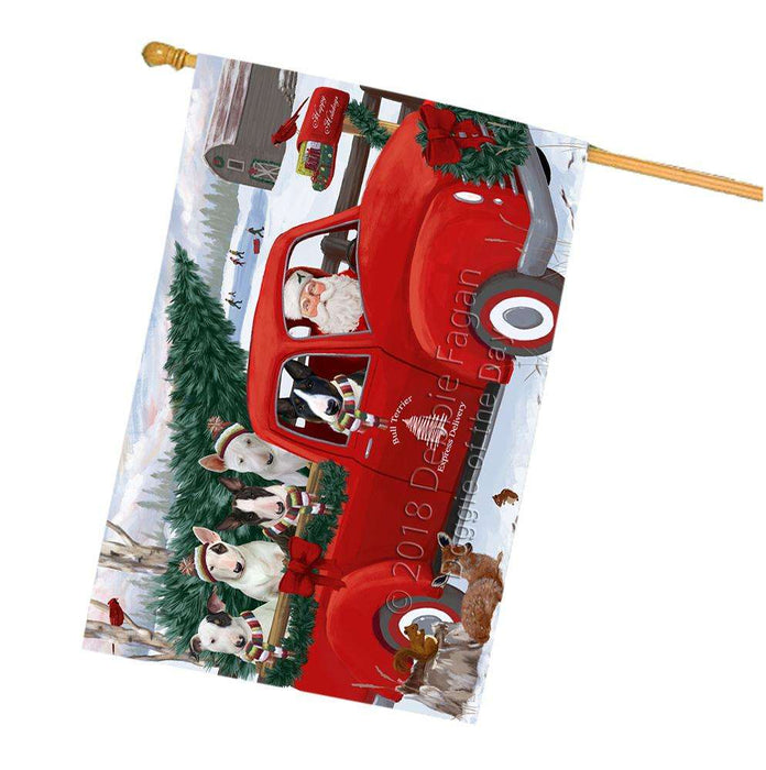 Christmas Santa Express Delivery Bull Terriers Dog Family House Flag FLG55222