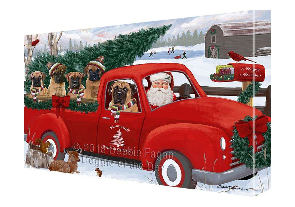 Christmas Santa Express Delivery Bullmastiffs Dog Family Canvas Print Wall Art Décor CVS113084