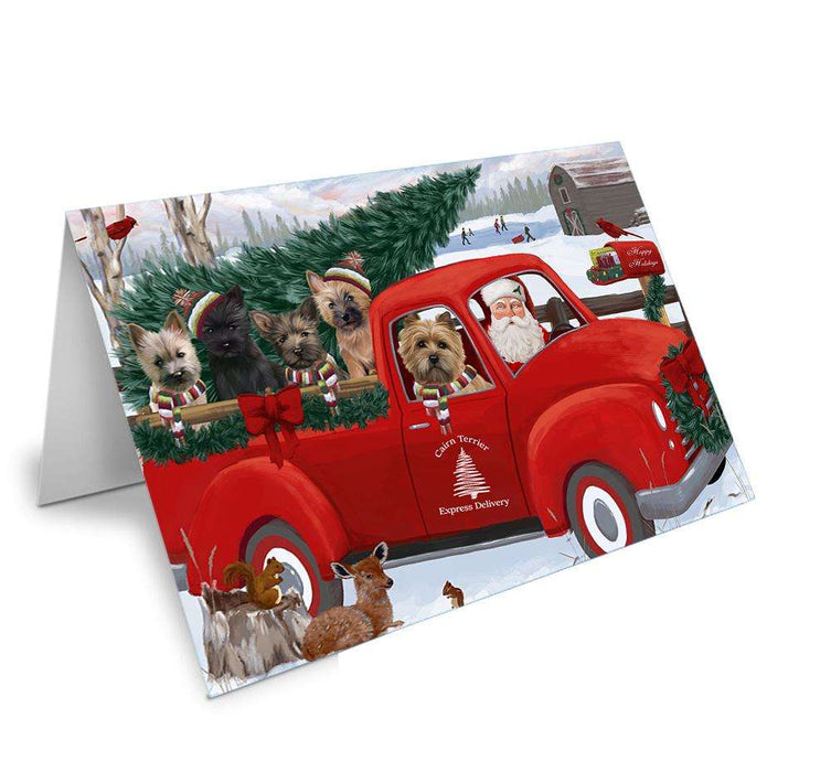 Christmas Santa Express Delivery Cairn Terriers Dog Family Handmade Artwork Assorted Pets Greeting Cards and Note Cards with Envelopes for All Occasions and Holiday Seasons GCD68903