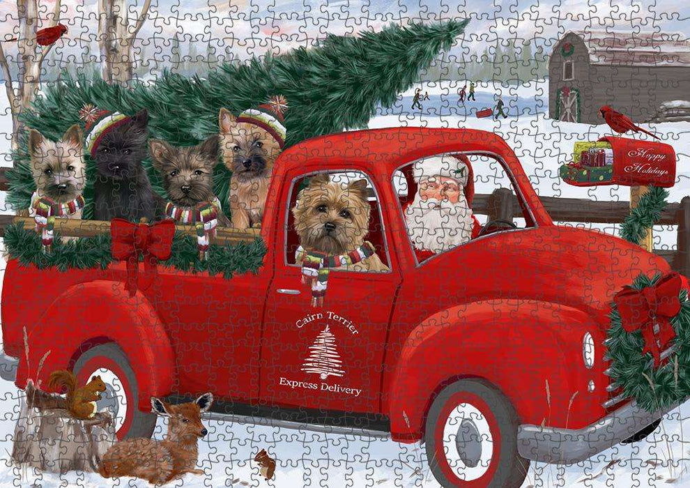 Christmas Santa Express Delivery Cairn Terriers Dog Family Puzzle with Photo Tin PUZL87264