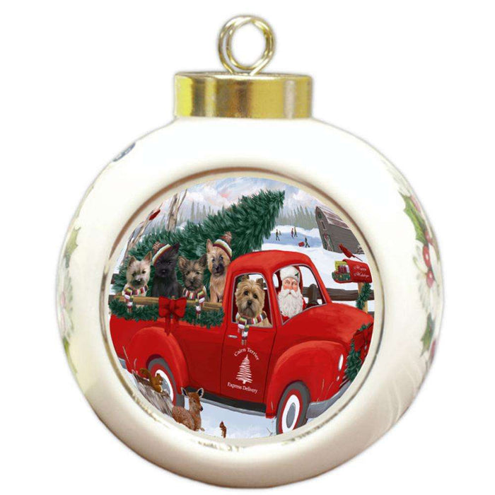 Christmas Santa Express Delivery Cairn Terriers Dog Family Round Ball Christmas Ornament RBPOR55152