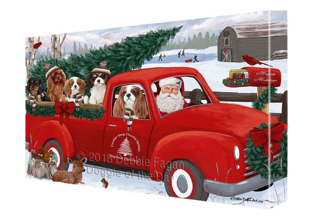 Christmas Santa Express Delivery Cavalier King Charles Spaniels Dog Family Canvas Print Wall Art Décor CVS113102