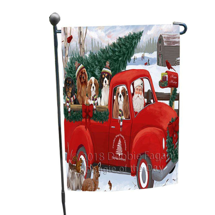 Christmas Santa Express Delivery Cavalier King Charles Spaniels Dog Family Garden Flag GFLG55090