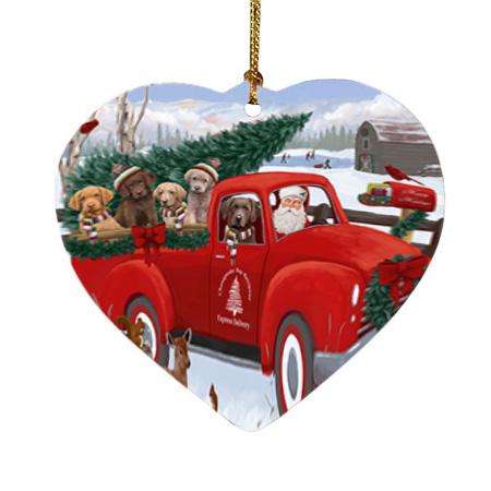 Christmas Santa Express Delivery Chesapeake Bay Retrievers Dog Family Heart Christmas Ornament HPOR55154