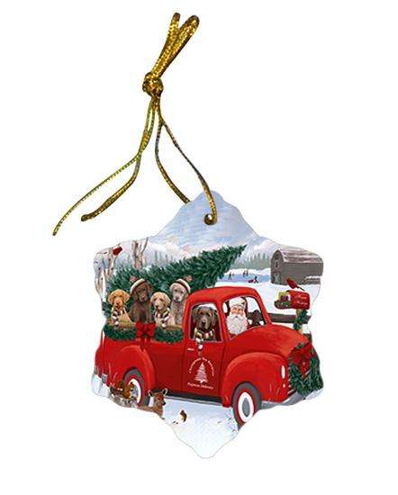 Christmas Santa Express Delivery Chesapeake Bay Retrievers Dog Family Star Porcelain Ornament SPOR55145