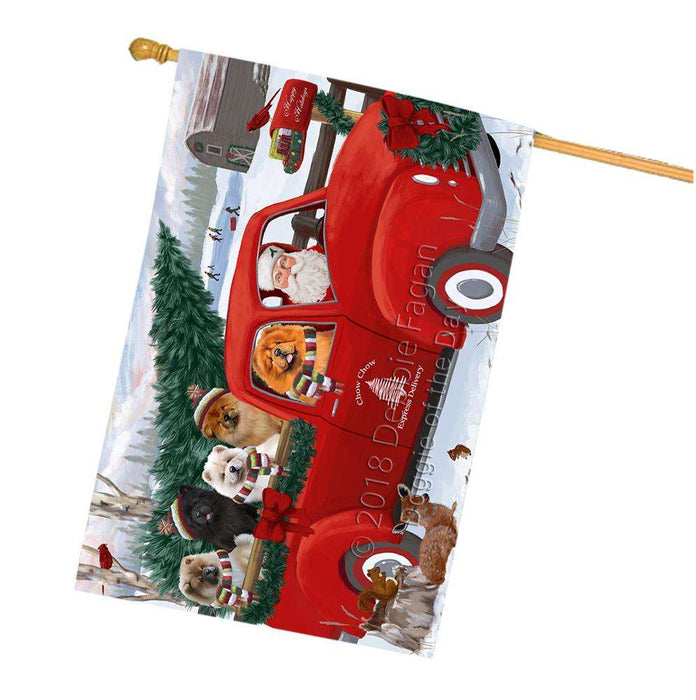 Christmas Santa Express Delivery Chow Chows Dog Family House Flag FLG55229