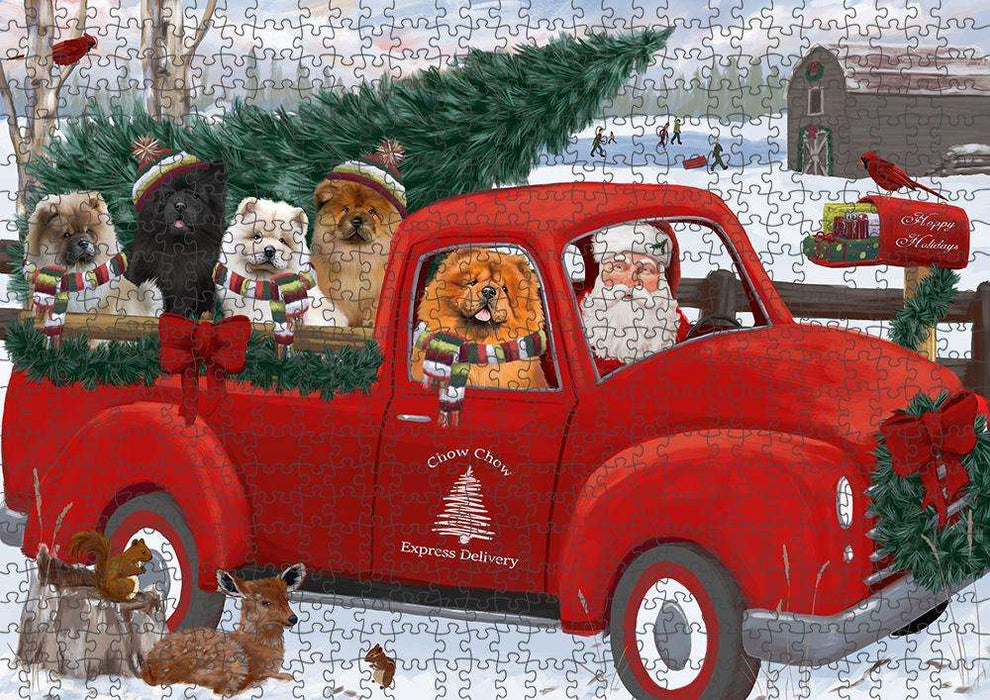 Christmas Santa Express Delivery Chow Chows Dog Family Puzzle with Photo Tin PUZL87280