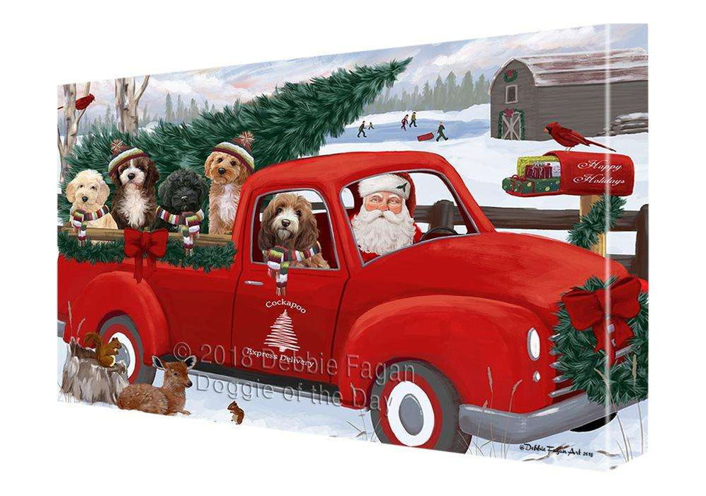 Christmas Santa Express Delivery Cockapoos Dog Family Canvas Print Wall Art Décor CVS113138