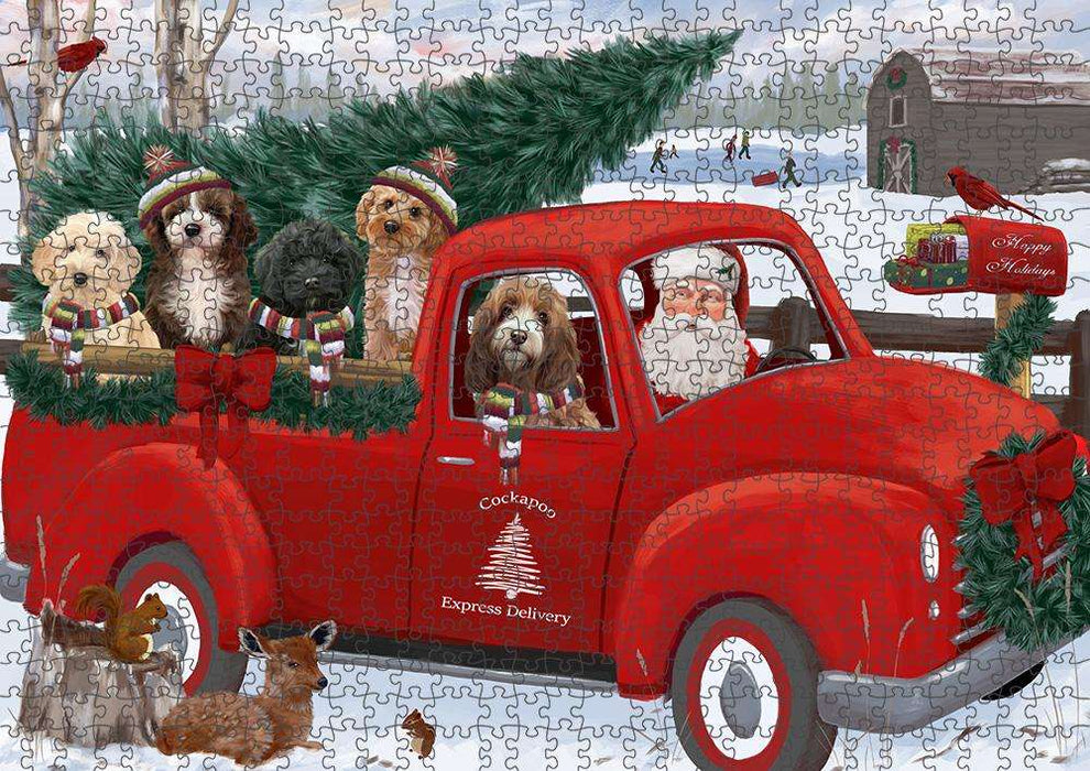 Christmas Santa Express Delivery Cockapoos Dog Family Puzzle with Photo Tin PUZL87284