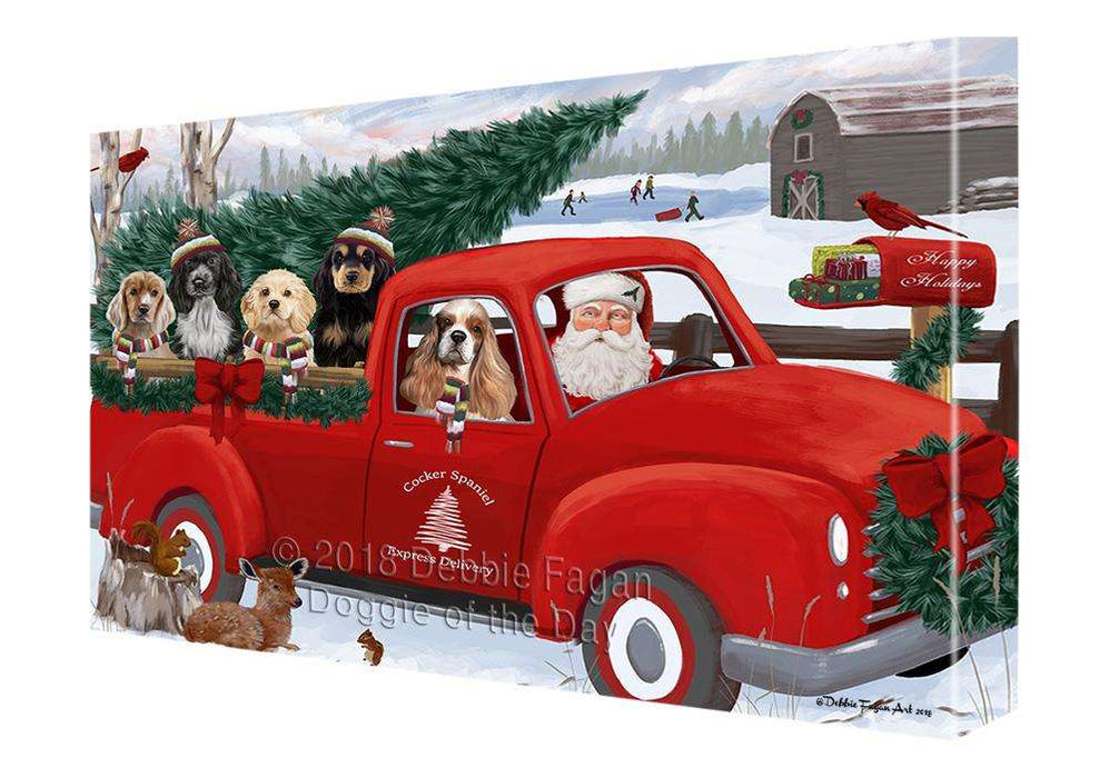 Christmas Santa Express Delivery Cocker Spaniels Dog Family Canvas Print Wall Art Décor CVS113147