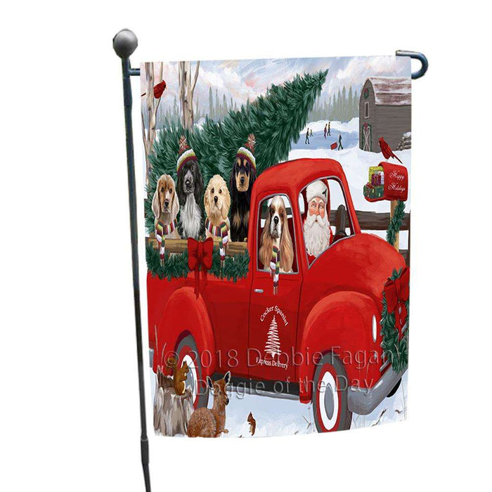 Christmas Santa Express Delivery Cocker Spaniels Dog Family Garden Flag GFLG55095