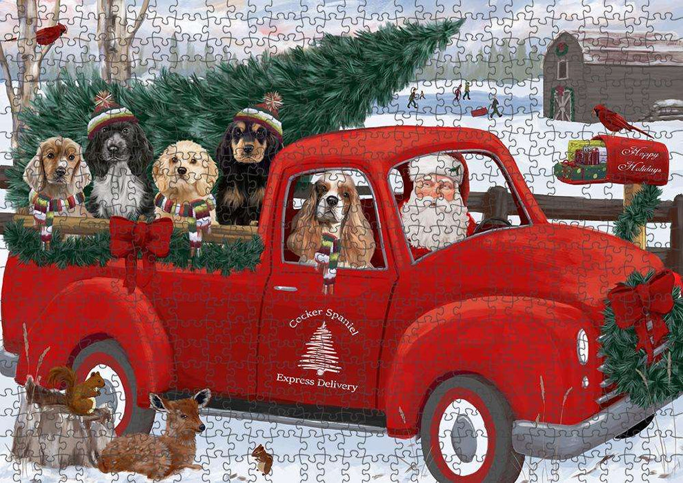 Christmas Santa Express Delivery Cocker Spaniels Dog Family Puzzle with Photo Tin PUZL87288