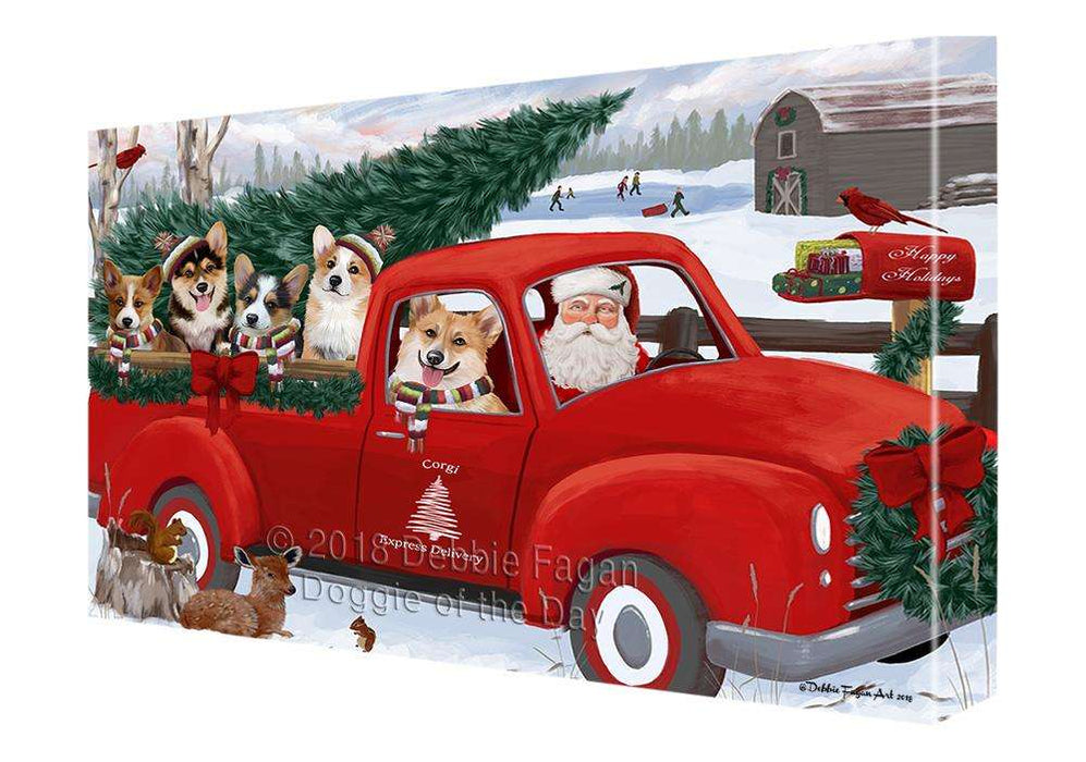 Christmas Santa Express Delivery Corgis Dog Family Canvas Print Wall Art Décor CVS113156