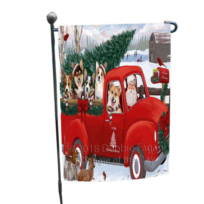 Christmas Santa Express Delivery Corgis Dog Family Garden Flag GFLG55096