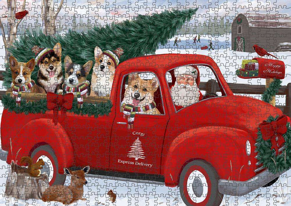 Christmas Santa Express Delivery Corgis Dog Family Puzzle with Photo Tin PUZL87292
