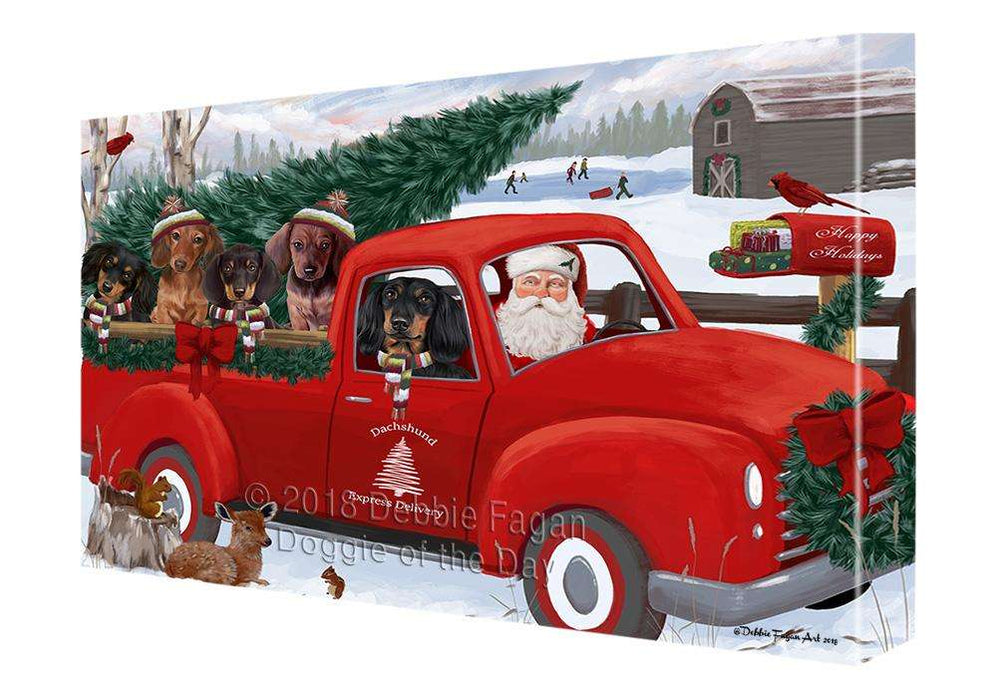 Christmas Santa Express Delivery Dachshunds Dog Family Canvas Print Wall Art Décor CVS113165