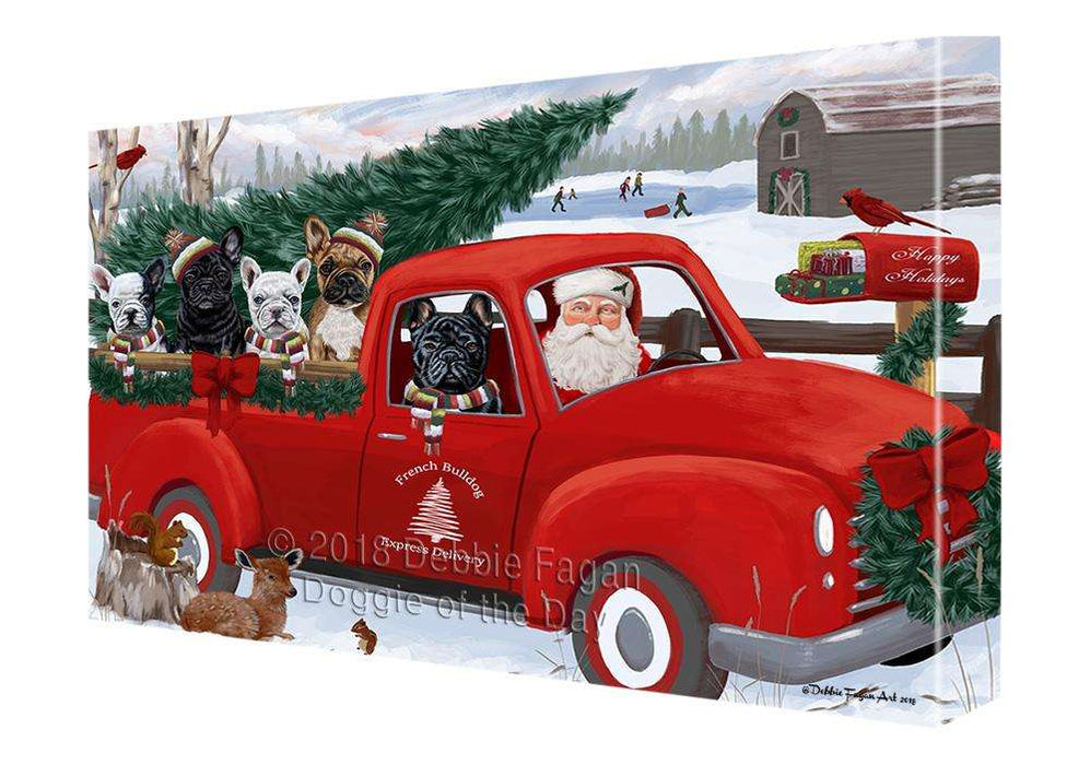 Christmas Santa Express Delivery French Bulldogs Family Canvas Print Wall Art Décor CVS113192