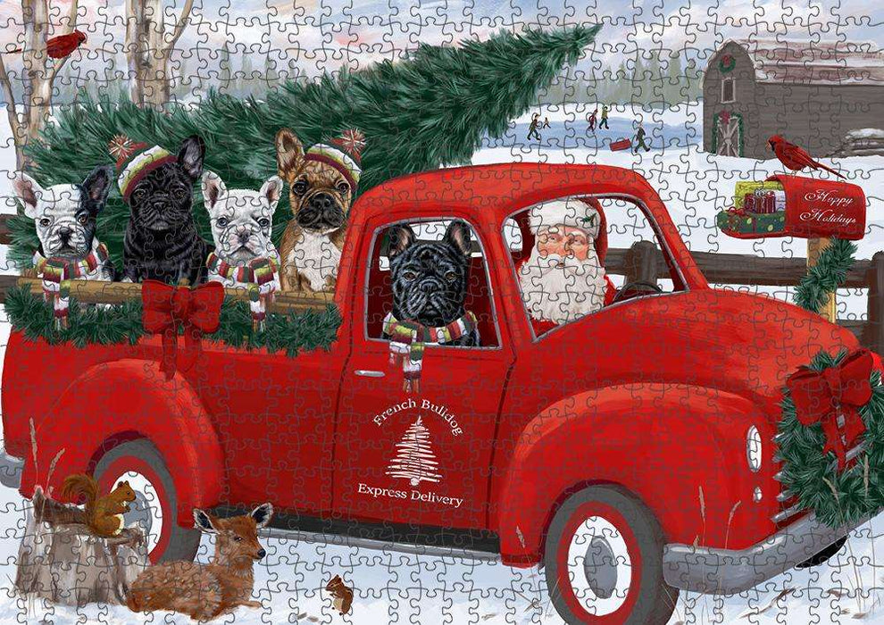 Christmas Santa Express Delivery French Bulldogs Family Puzzle with Photo Tin PUZL87308